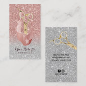 美容師のモダンのばら色の金ゴールドの銀のグラデーションなサロン 名刺 (正面/裏面)