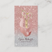 美容師のモダンのばら色の金ゴールドの銀のグラデーションなサロン 名刺 (正面)