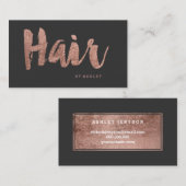 美容師のモダンのダークグレーばら色の金ゴールドのタイポグラフィ 名刺 (正面/裏面)