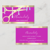 美容師のモダンシザーズドリップピンク 名刺 (正面/裏面)