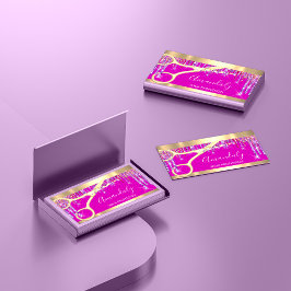 美容師のモダンシザーズドリップピンク 名刺