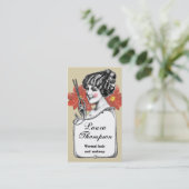 美容師のレトロのヴィンテージの花の名刺 名刺 (スタンド正面)