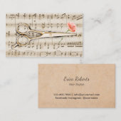 美容師のヴィンテージによっては音楽ノートが切りましたり及び開花します 名刺 (正面/裏面)