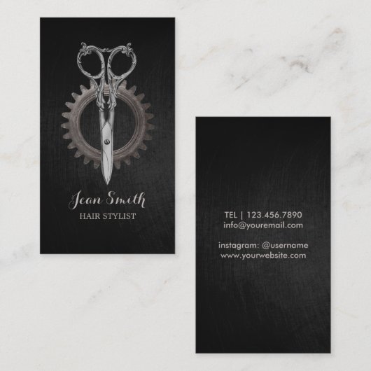美容師のヴィンテージのアンティークは理容師を切ります 名刺 (正面/裏面)