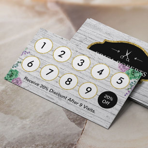 美容師のヴィンテージの花の素朴な木製のロイヤリティ ロイヤリティカード