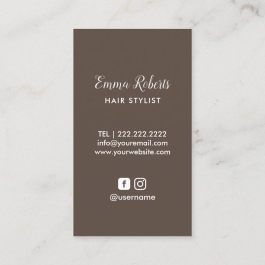 美容師のヴィンテージは及び毛エレガントなタン切ります 名刺 (裏面)