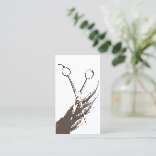 美容師のヴィンテージは及び毛エレガントなタン切ります 名刺 (スタンド正面)