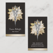 美容師のヴィンテージ及び金ゴールドの花柄のサロンは切ります 名刺 (正面/裏面)