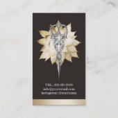 美容師のヴィンテージ及び金ゴールドの花柄のサロンは切ります 名刺 (裏面)