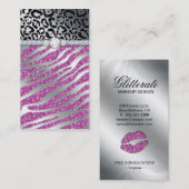 美容師の名刺のグリッターのシマウマのPB 名刺 (正面/裏面)