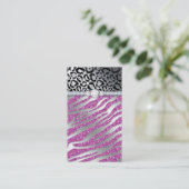 美容師の名刺のグリッターのシマウマのPB 名刺 (スタンド正面)
