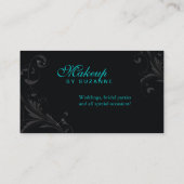 美容師の名刺のダマスク織のグリッターのティール（緑がかった色） 名刺 (裏面)