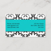 美容師の名刺のダマスク織の青 名刺 (裏面)