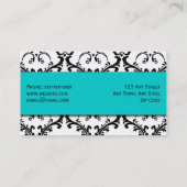 美容師の名刺のダマスク織の青 名刺 (裏面)