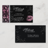 美容師の名刺の花のグリッターのピンク 名刺 (正面/裏面)