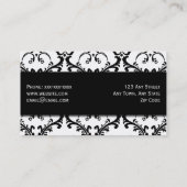 美容師の名刺の黒のダマスク織 名刺 (裏面)