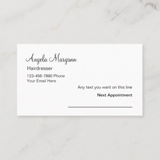 美容師の名刺 予約カード (裏面)