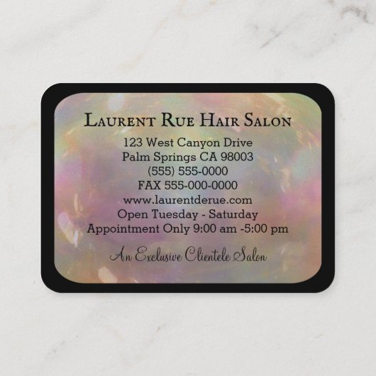 美容師の専門の美しいII 名刺 (裏面)