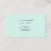 美容師の手書きの最小主義のパステル調の緑 名刺 (裏面)