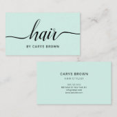 美容師の手書きの最小主義のパステル調の緑 名刺 (正面/裏面)