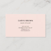 美容師の手書きの最小主義の赤面のピンク 名刺 (裏面)