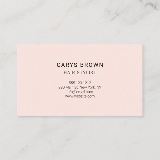 美容師の手書きの最小主義の赤面のピンク 名刺 (裏面)