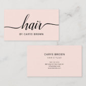 美容師の手書きの最小主義の赤面のピンク 名刺 (正面/裏面)