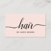 美容師の手書きの最小主義の赤面のピンク 名刺 (正面)