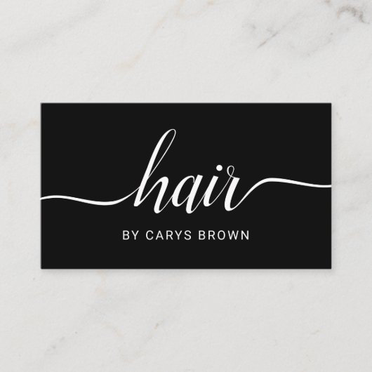 美容師の手書きの最小主義の黒 名刺 (正面)