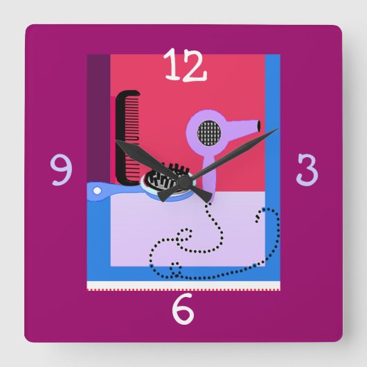 美容師の時計 スクエア壁時計 (正面)