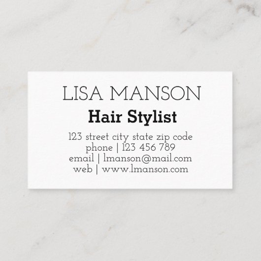 美容師の水彩画 名刺 (裏面)