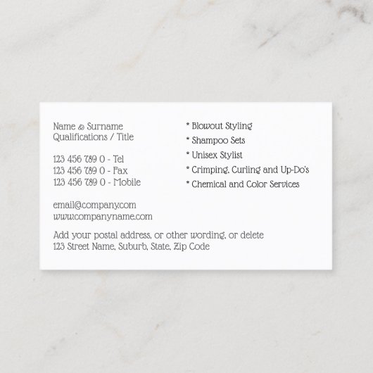 美容師の男性がフォトDIYサングラスを撮る 名刺 (裏面)