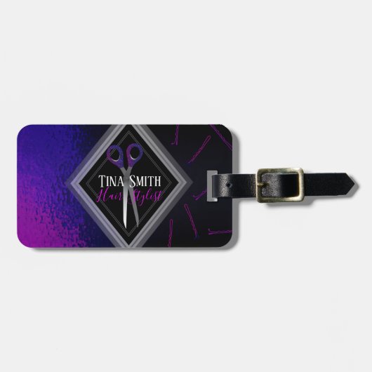 美容師の紫色のピンクは荷物のラベルを切ります ラゲッジタグ (正面横)