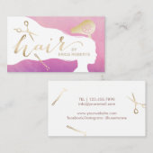 美容師の美しいの女の子のエレガントな水彩画のサロン 名刺 (正面/裏面)