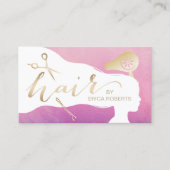 美容師の美しいの女の子のエレガントな水彩画のサロン 名刺 (正面)