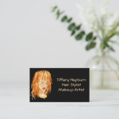 美容師の美容師のエレガントで赤い頭部 名刺 (スタンド正面)