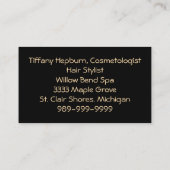 美容師の美容師のエレガントで赤い頭部 名刺 (裏面)