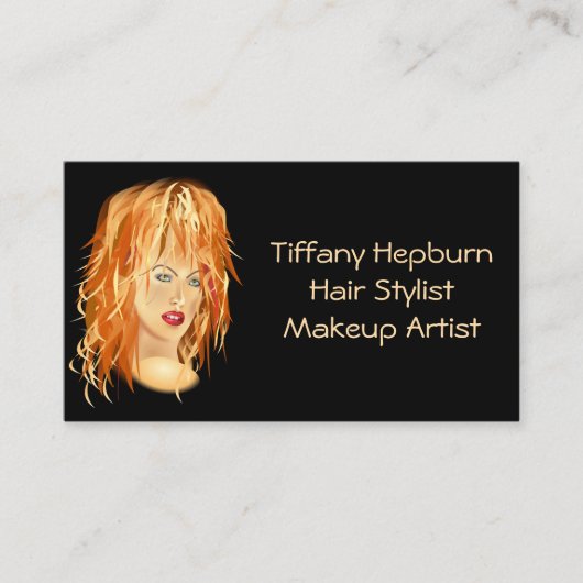 美容師の美容師のエレガントで赤い頭部 名刺 (正面)