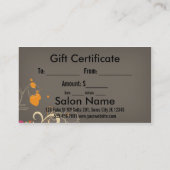美容師の美容師のギフトカード証明書 割引カード (裏面)