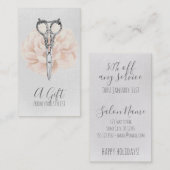 美容師の美容師のギフト券のクリスマス 割引カード (正面/裏面)