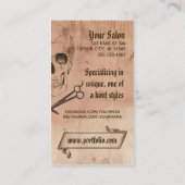 美容師の美容師の理容師のスカルのパンクのヴィンテージ 名刺 (裏面)