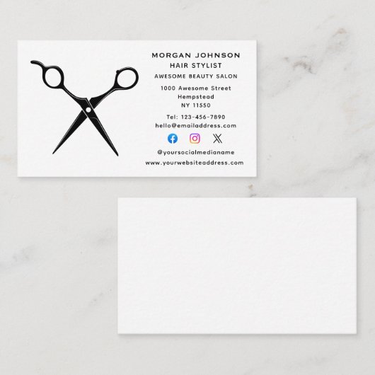 美容師の美容師ソーシャルメディア 名刺 (正面/裏面)