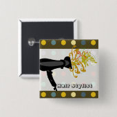 美容師の美容院のヴィンテージ 缶バッジ (正面&裏面)