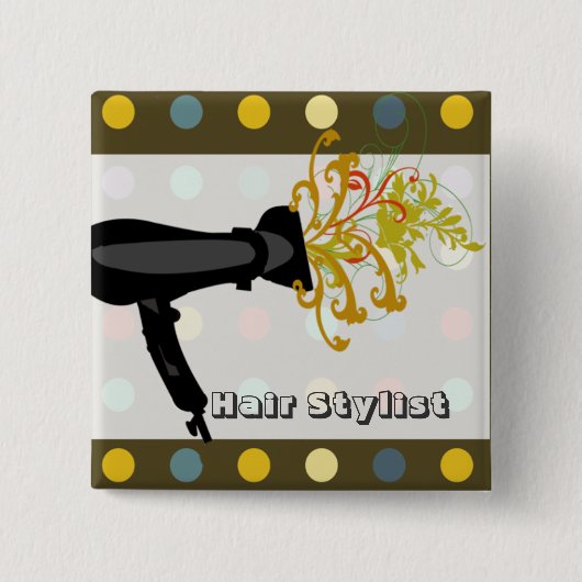 美容師の美容院のヴィンテージ 缶バッジ (正面)