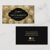 美容師の贅沢な金ゴールドの孔雀はサロンに羽をつけます 名刺 (正面/裏面)