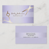 美容師の金ゴールドのグリッターの大広間の麻布のラベンダー 名刺 (正面/裏面)