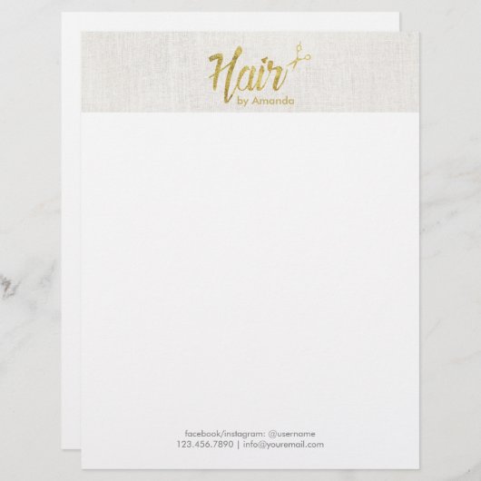 美容師の金ゴールドの原稿のエレガントな麻布 レターヘッド (正面/裏面)