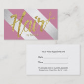 美容師の金ゴールドの原稿のモダンな銀は縞で飾ります 予約カード (正面/裏面)