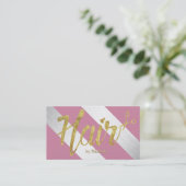 美容師の金ゴールドの原稿のモダンな銀は縞で飾ります 予約カード (スタンド正面)