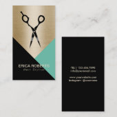 美容師の金ゴールドの緑の黒のモダンのサロン 名刺 (正面/裏面)